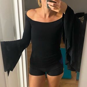Free people black bell sleeve long sleeve shirt